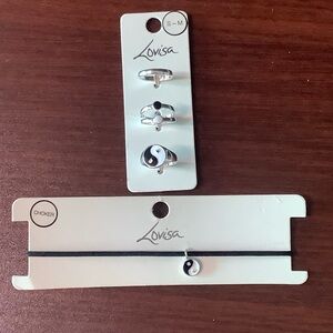 Lovisa Silver Black White Yin Yang Choker and Ring Set